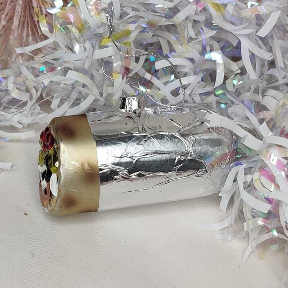 Chipotle Wrapped Stuffed Burrito Glass Christmas Ornament - Picture 8 of 12